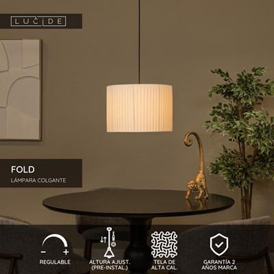 Lucide FOLD - Lámpara colgante - Ø 40 cm - 1xE27 - Blanco